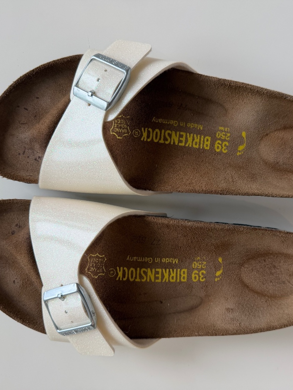 Birkenstock Madrid sandals, Graceful Pearl White color, size 39 EU